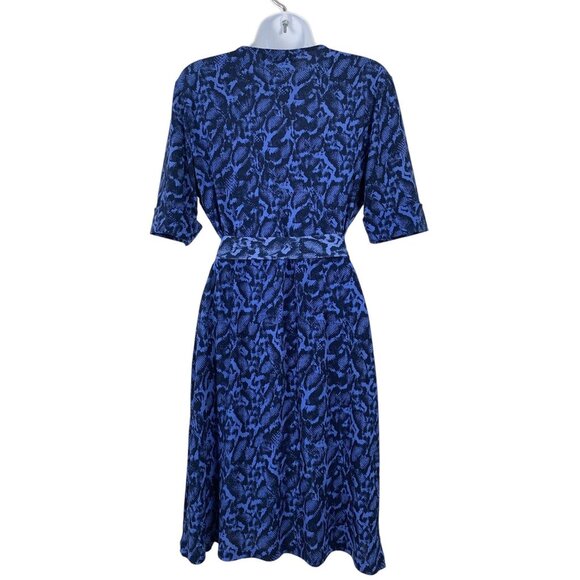 APT.9 Women's V-Neck Blue Animal Print Dress With Tie Waist Medium - Picture 5 of 12